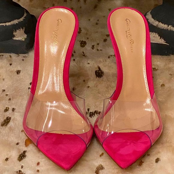 GIANVITO ROSSI PVC Peep-Toe Mules - Picture 1 of 3